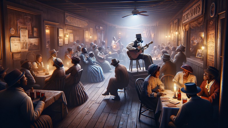 African-American-people-enjoying-a-blues-concert-at-the-end-of-the-19th-century 【教会旋律】教会音楽って？【現代の音楽の元】